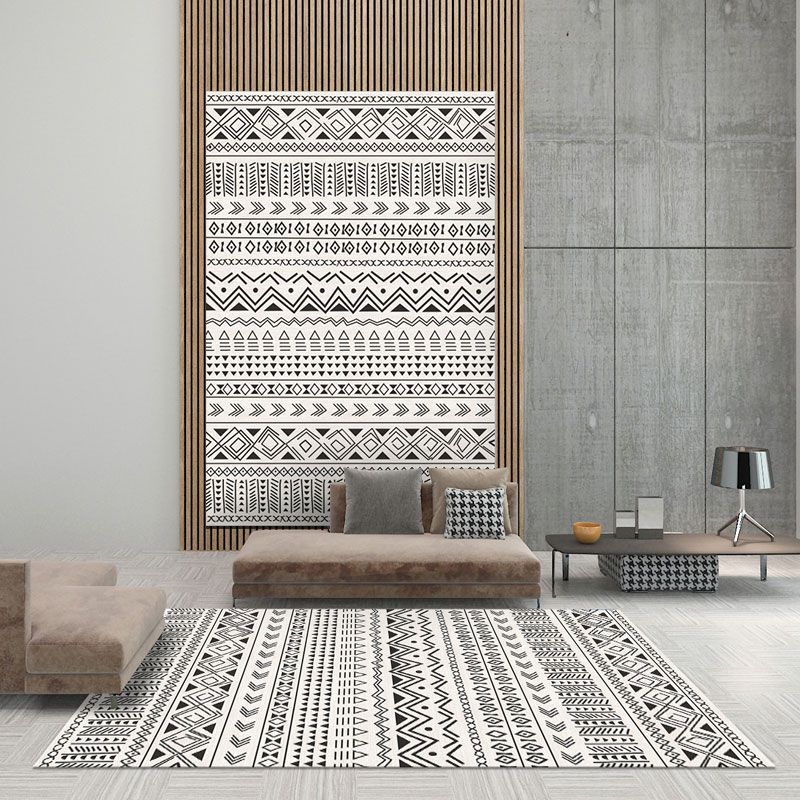 Tapis marocain beige en polypropylène à rayures tapis intérieur tapis lavable résistant à la tache antidérapante pour chambre