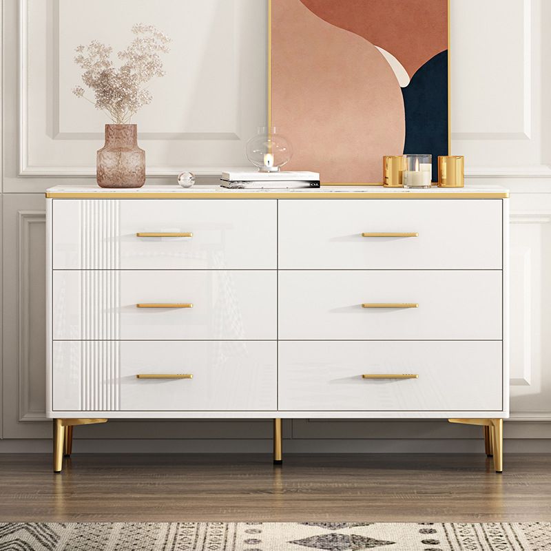 Contemporary Glam Stone Storage Chest Home Chest in White with Drawers