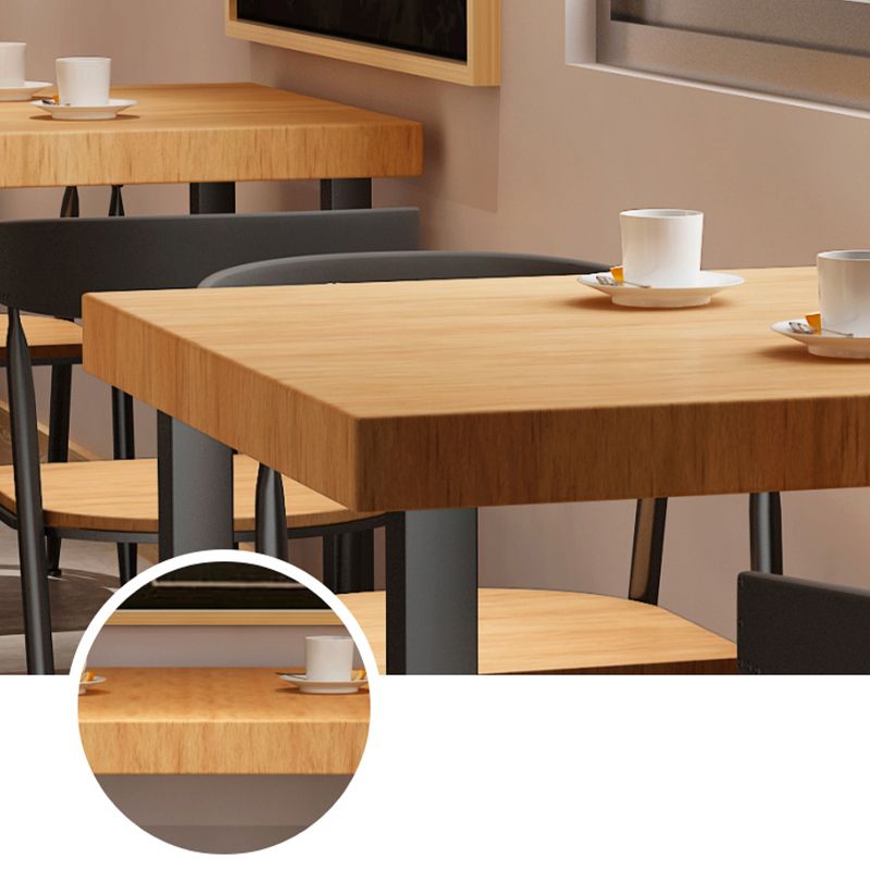 Square Wooden Dining Table Industrial Sled Base Dining Table