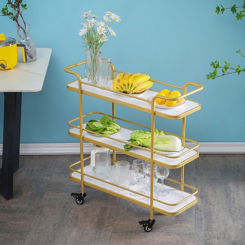 Modern Rolling Prep Table Metal Rectangular Prep Table for Home Use
