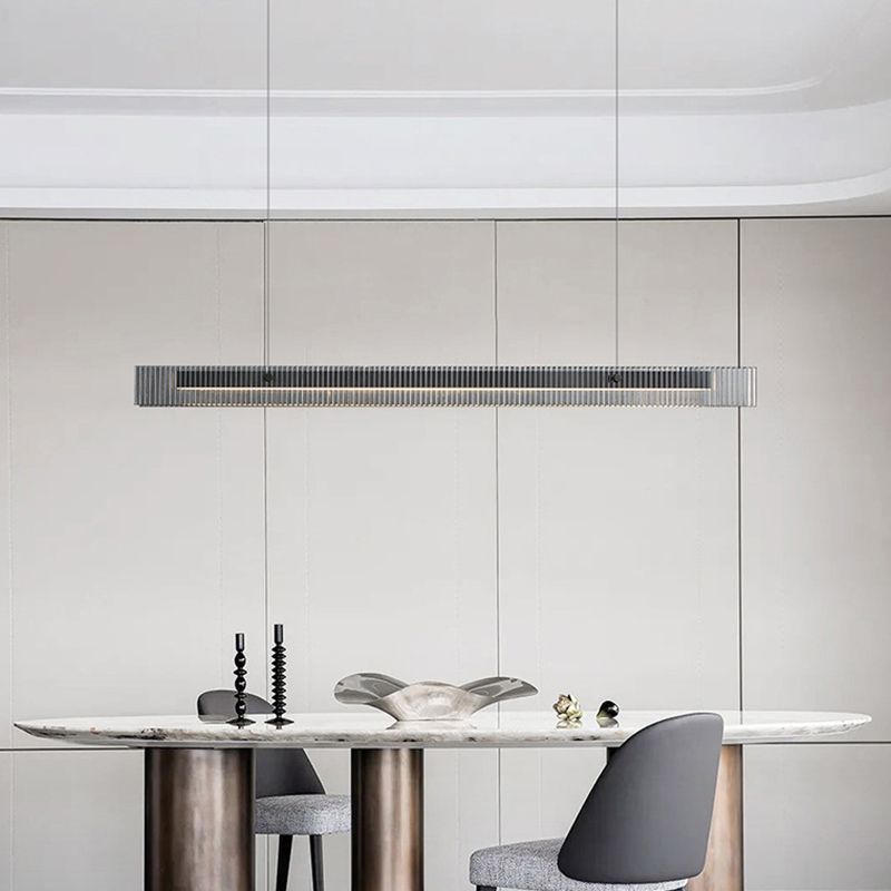 Moderna isla simple de metal rectangular en forma rectangular 1 Light Island Light para restaurante