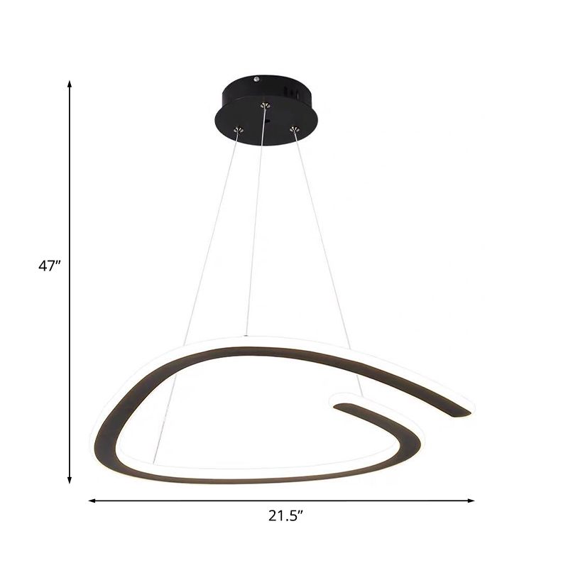Schwarz getrennte Dreieck Kronleuchter Einfachheit LED Metallic Suspension Light in Weiß/warmes Licht