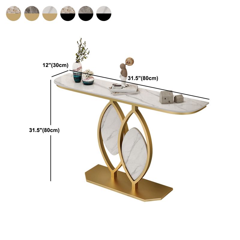 Stone Top Accent Console Table Antique Gold Console Table with Metal Leg