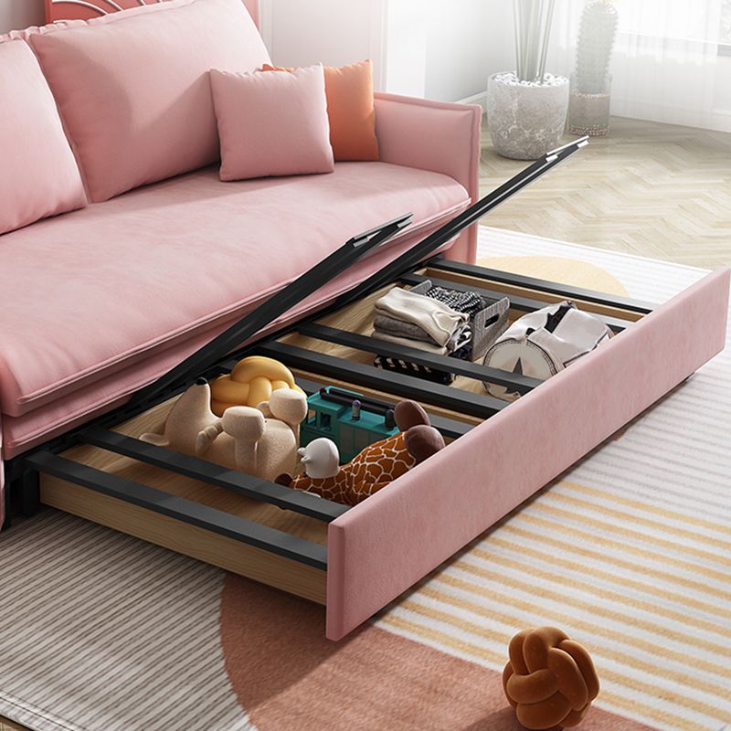 Glam Futon Sleeper Sofa Bed Living Room Convertible Sofas in Pink