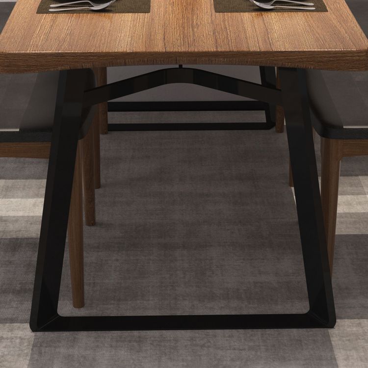 Rectangle Pine Wood Table for Restaurant Industrial Dining Table with Double Pedestal
