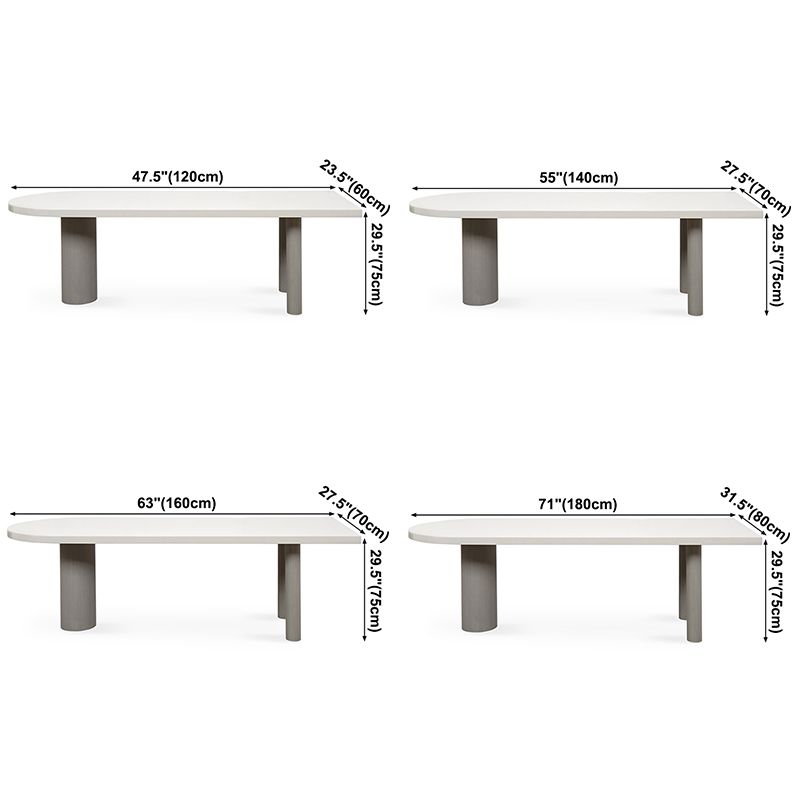 Irregular Pine Solid Wood Dining Table Modern White Top Island Table with 3 Legs