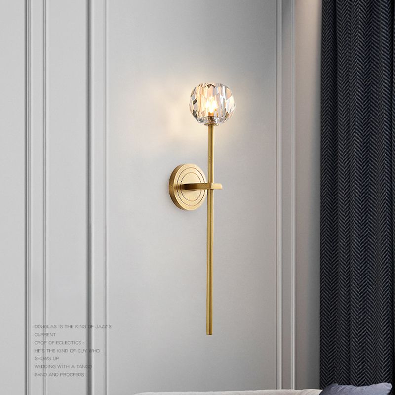 Bola de luz montada en la pared de 1 luz estilo moderno K9 Crystal Spline Lighture Light