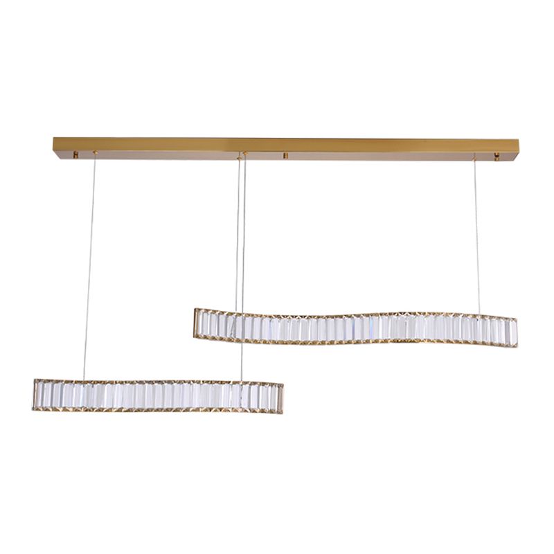 Contemporary Island Light Linear Crystal Island Chandelier Lights for Kitchen