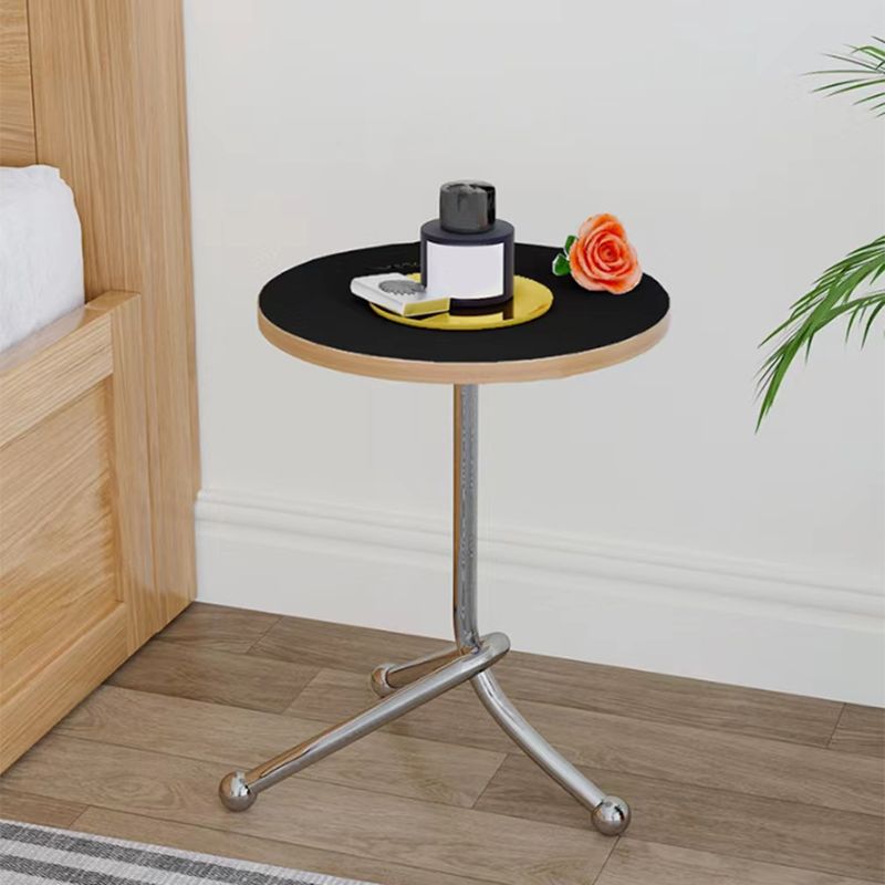 Modern Steel 3 Legs End Table Dia 11" Wood Top Bedside Table