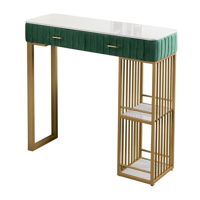 Glam Rectangle Indoor Bar Dining Table White Marble Bistro Table with Drawer