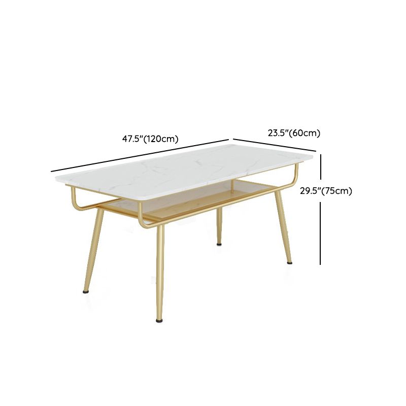 Stone and Iron Table Contemporary Storage Rectangular Dining Table