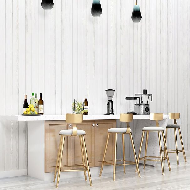 Glam Backrest Armless Counter Stool Iron Kitchen Bar Stool with Pedal and Cushion