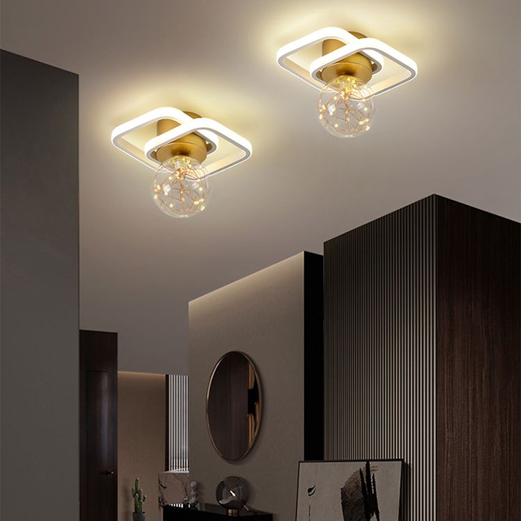 Modern Luxury Style Spherical Flush Mount Ceiling Light Fixtures Glass Ceiling Mount Chandelier