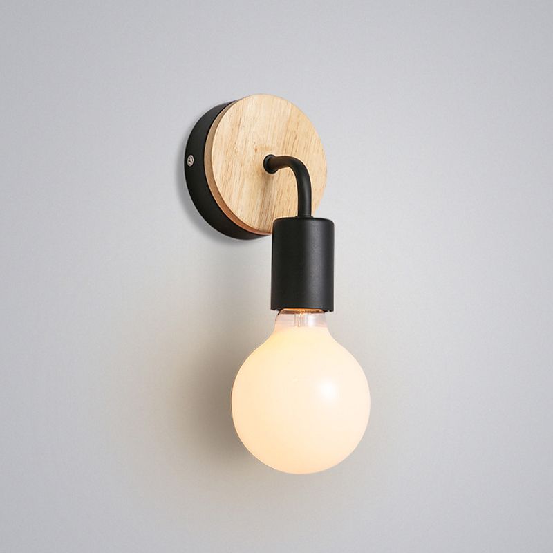 Nordic Style Wooden Vanity Light Circle Shape Vanity Lamp for Shower Room