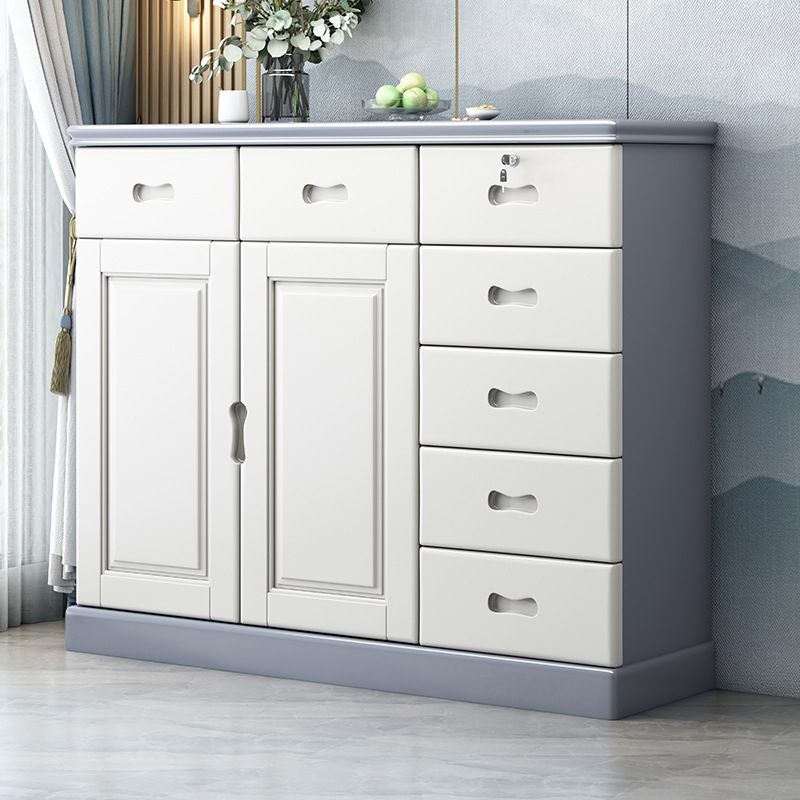 Contemporary Rectangle Accent Cabinet with Drawers Wood Storage Cabinet