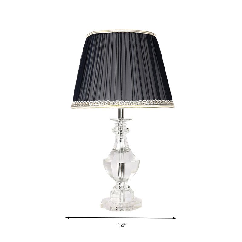 Lampe de table de nuit en forme de baril pour chambre à coucher, lumière unique traditionnelle en cristal noir, avec garniture tressée