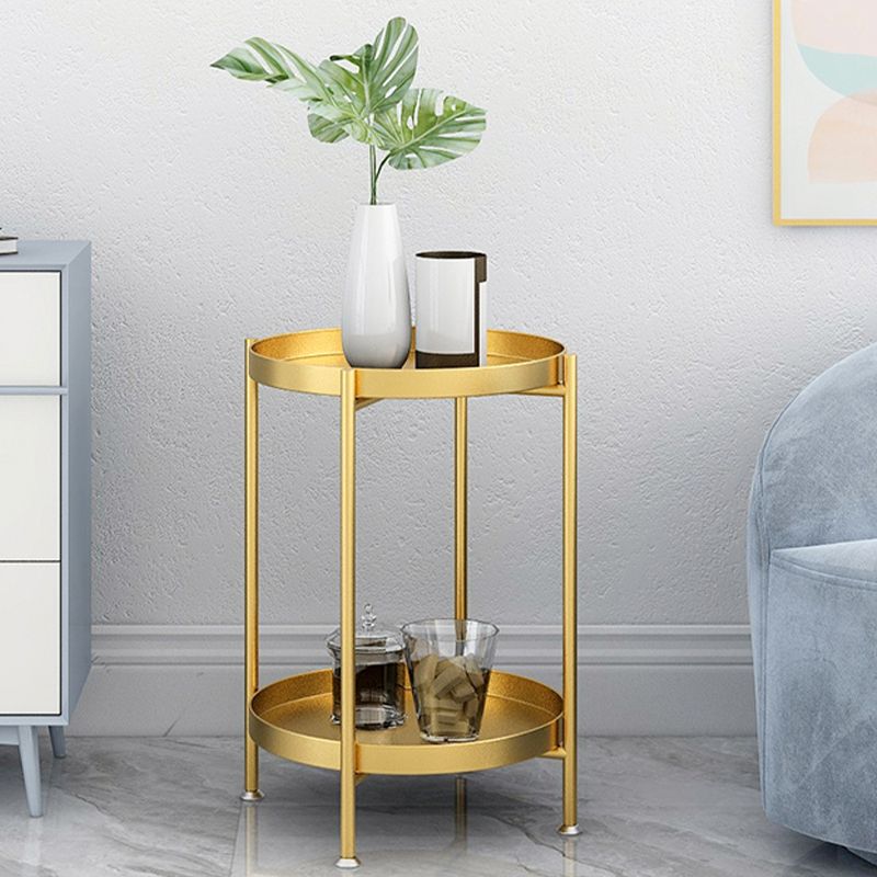 Mid-Century Tray Top Corner Table 4 Legs Metal Side End Table with Storage