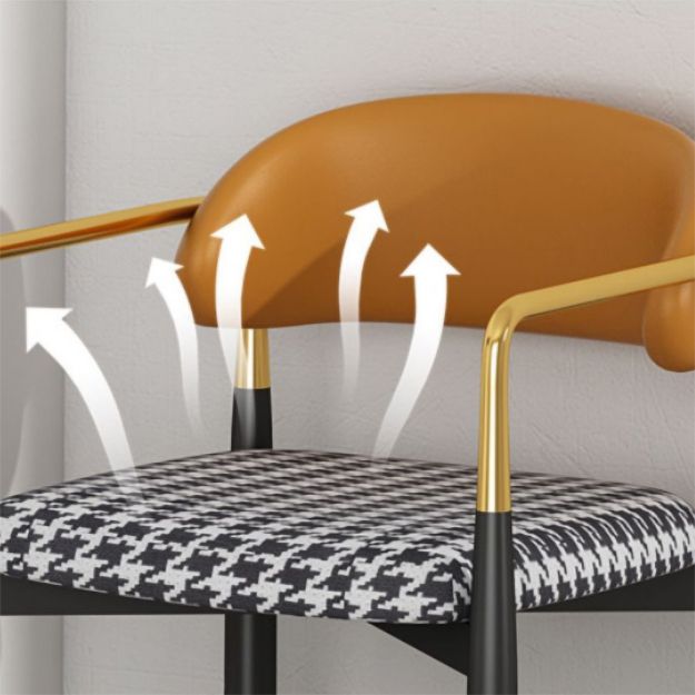 Silla de comedor casera tapizada contemporánea con respaldo abierto y acabado mate