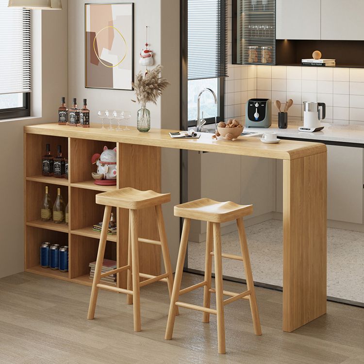 Modern Double Pedestal Bar Table Set 1/2/3 Pcs Solid Wood Bar Table and Backless Stools