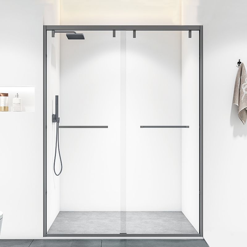 Bypass Semi Frameless Shower Door Tempered Glass Shower Door in Black