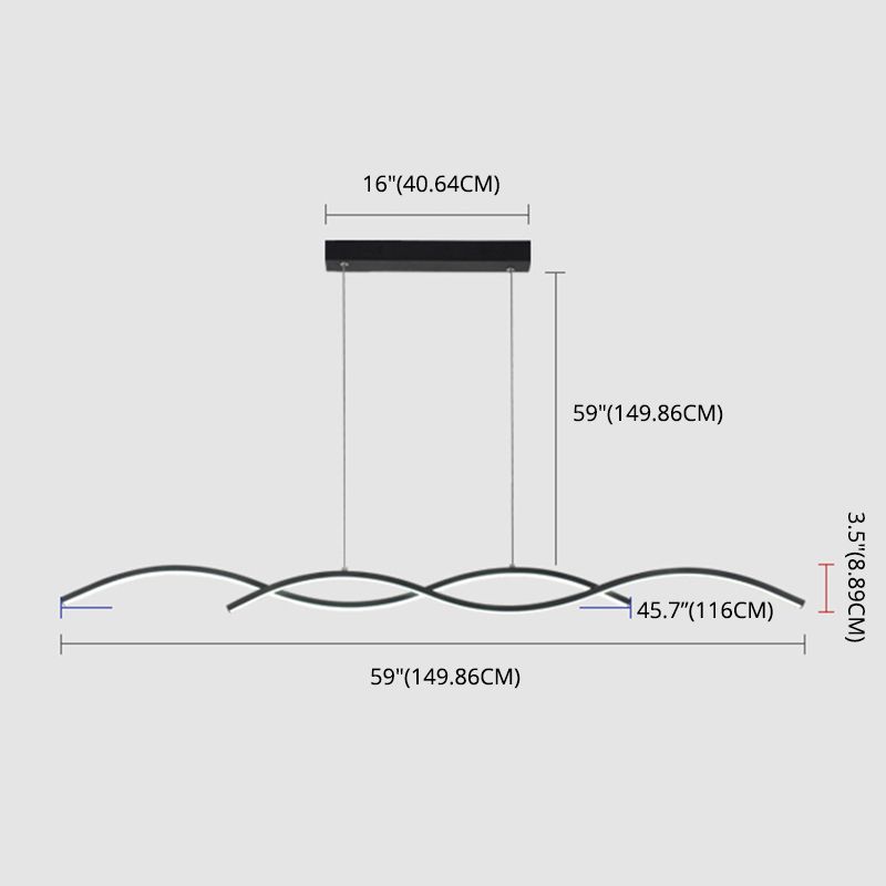 1 luminaire de plafond linéaire à LED de lumière Nouveau pendentif en aluminium noir moderne