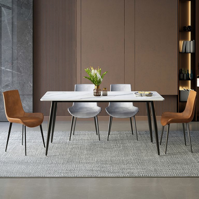 Industrial Style Sintered Stone Scratch Resistant Dining Table 4 Legs Base Table for Home