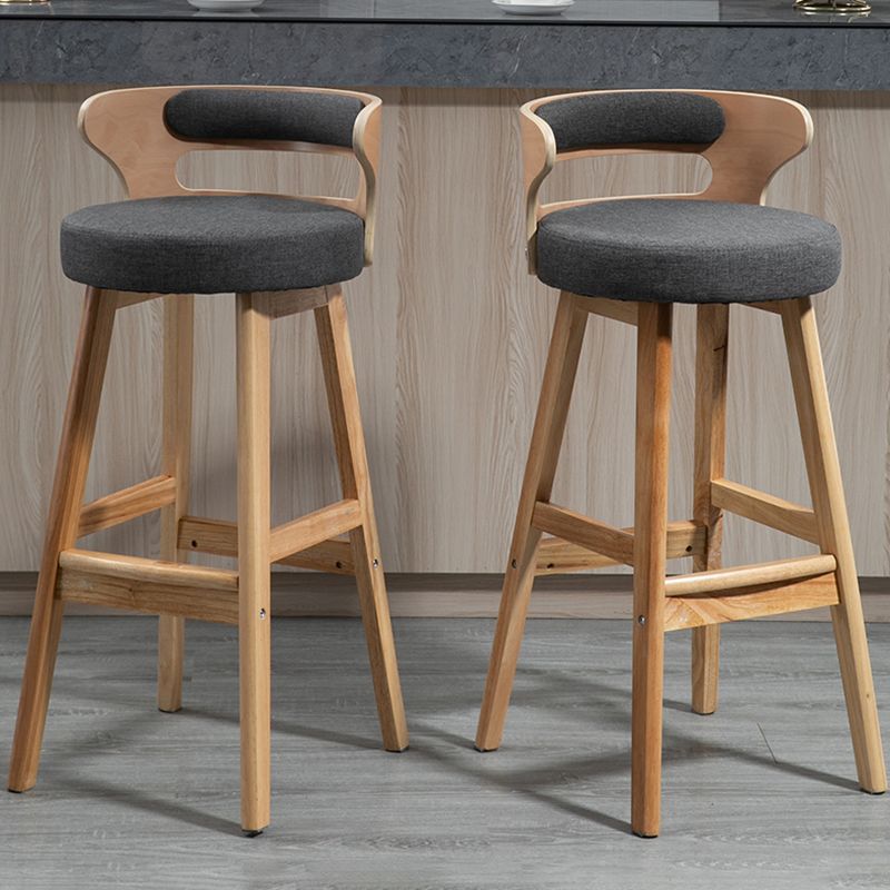 Industrial Style Low Back Bar-stool Wooden Bar Stool with Wooden Legs