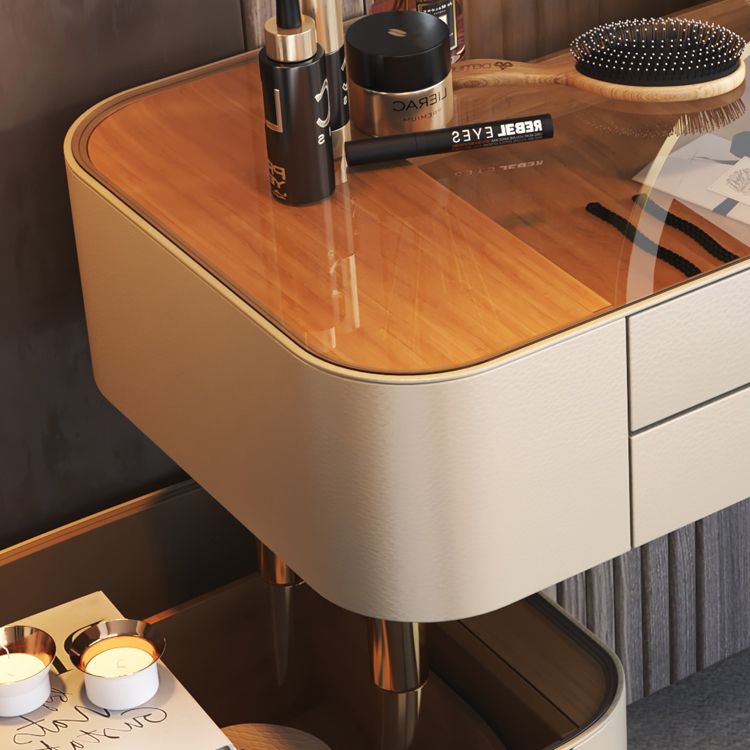 Luxurious Wood and Metal Make-up Vanity 5 Drawers Dressing Table