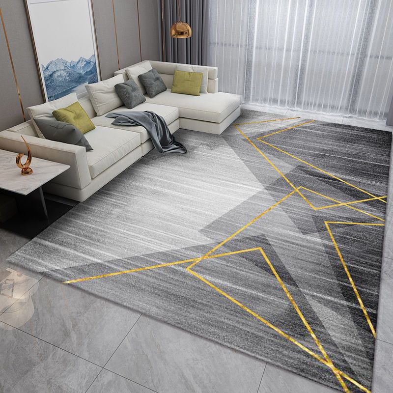 Luxuriant Modern Rug Gold Stripe Rug Washable Rug for Living Room