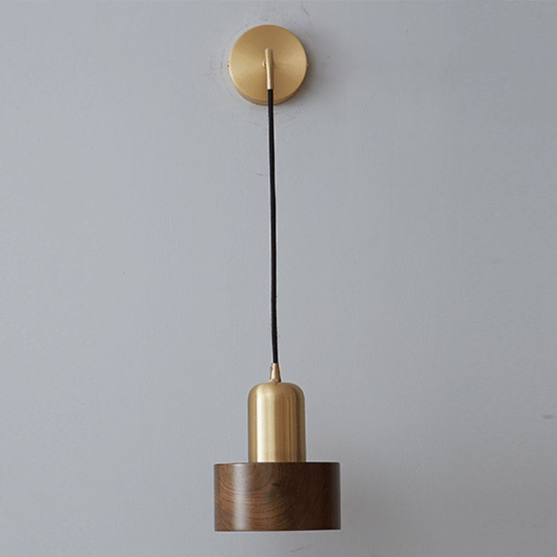 Half Cylinder Shape Wood Wall Light Fixture Modern Style Wall Lamp for Dining Room
