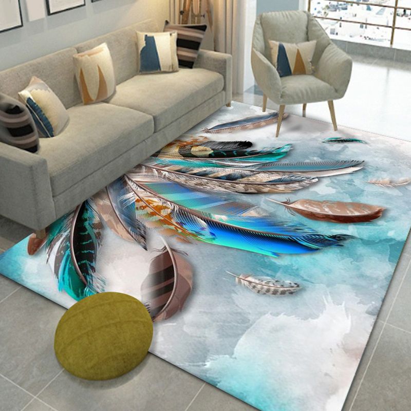 Gorgeous Grey Rug Polyester Feather Rug Washable Rug for Home Decor