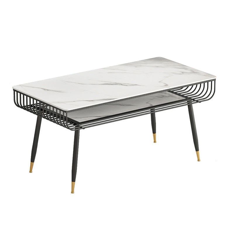 Metal and Slate Table Modern Minimalist Storage Rectangular Dining Table