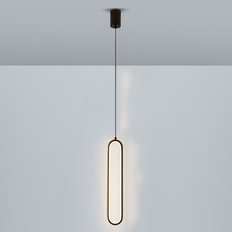 Nordic Style Aluminum Pendant Light Ellipse Shape LED Ceiling Lamp for Living Room