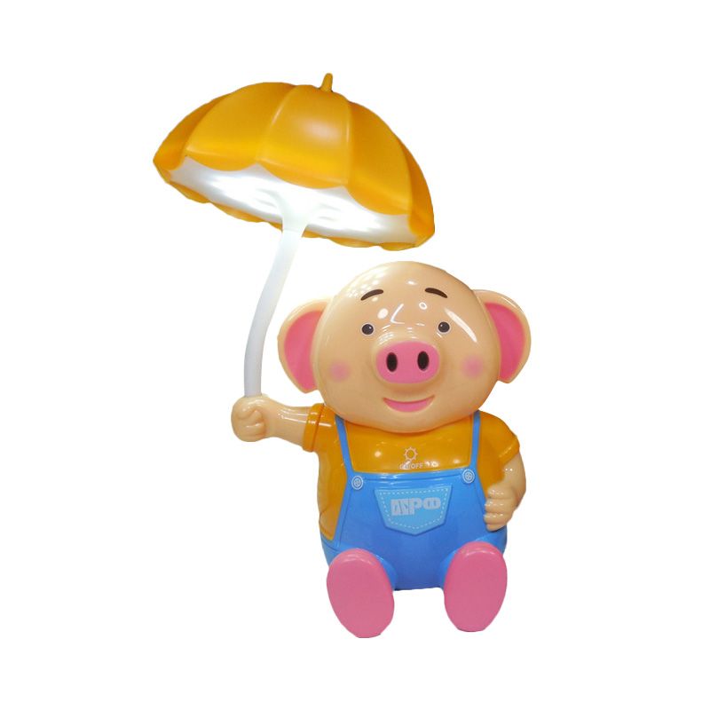 Kids Umbrella Desk Light with Piggy 1 Head Plastic Table Light for Child Bedroom