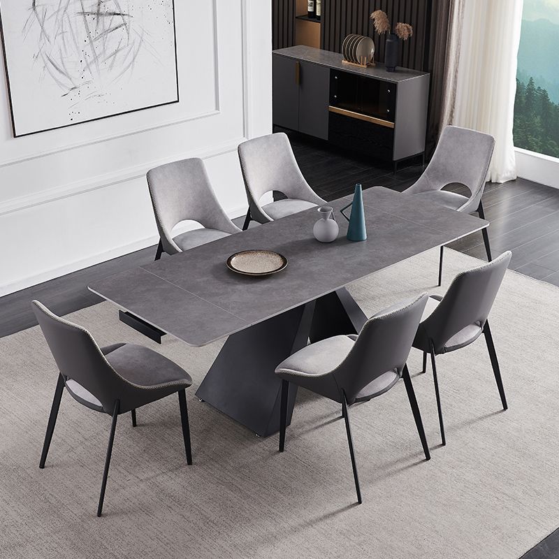 Modern Scalable Dinette Set 1/4/5/7 Pieces Grey Sintered Stone Top Dining Table Set