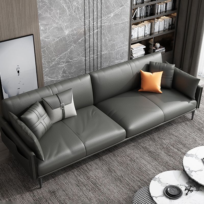 Black Industrial Sofa with Bolster Pillows 31.5"High Square Arm Sofa