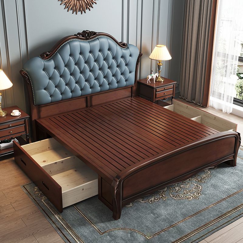 84.65 inch Wide Contemporary Panel Bed Espresso Standard Bed with Headboard