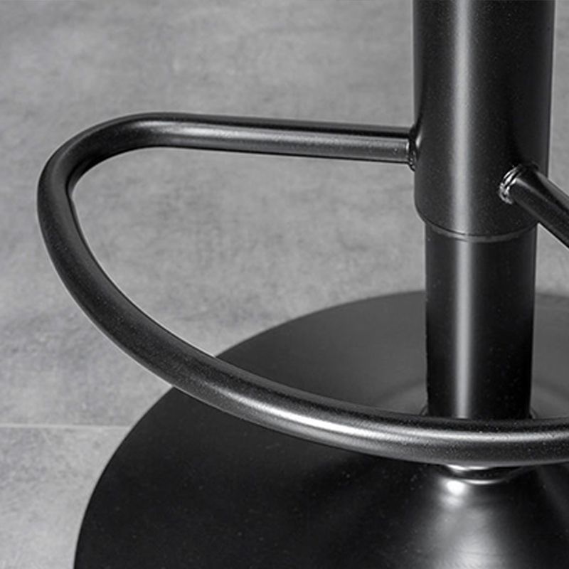 Scandinavian Metal Barstool Adjustable Low Back Faux Leather Barstools in Matte Finish