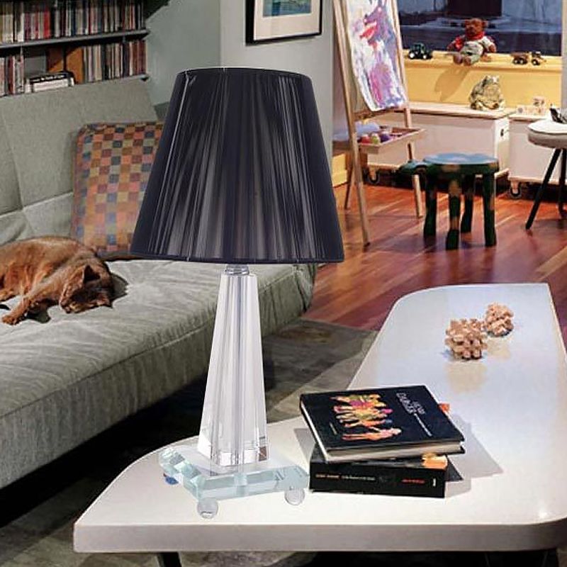 Contemporáneo 1 Mesa Cabeza Lámpara de escritorio con bengala ancho negro con sombra de tela