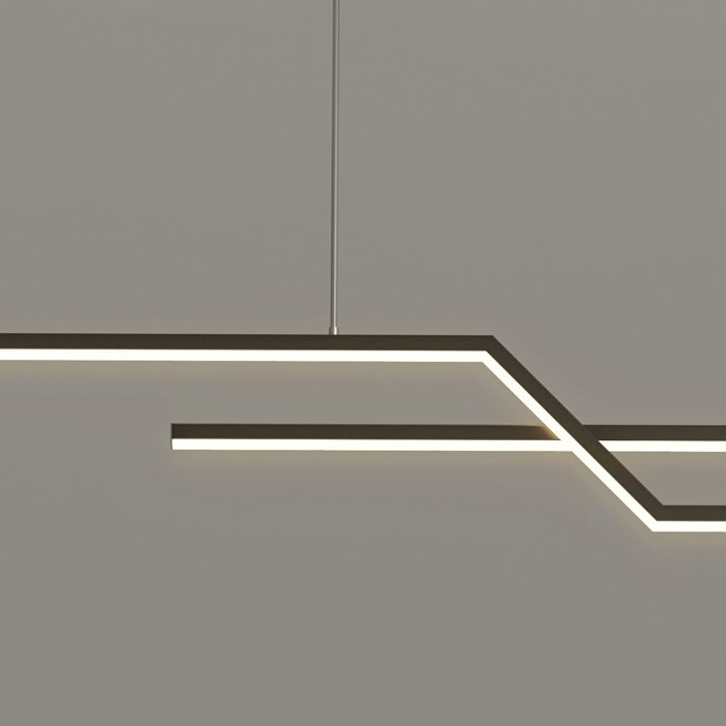 2 Light Linear Island Lights Contemporary Metal Island Pendants for Kitchen