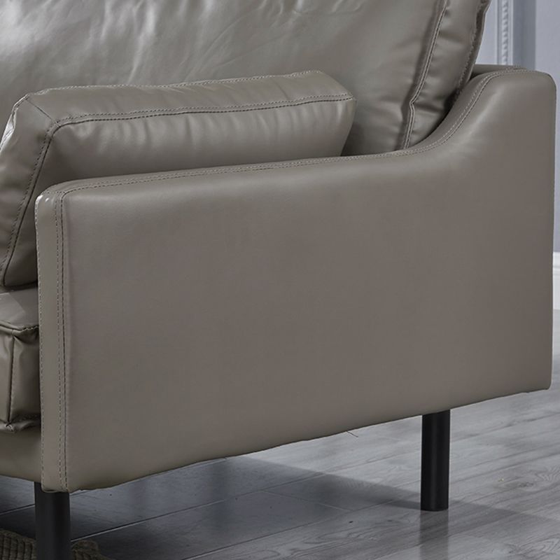 Modern 4-Seater 29.52" H Genuine Leather Pillow Top Arm Sofa