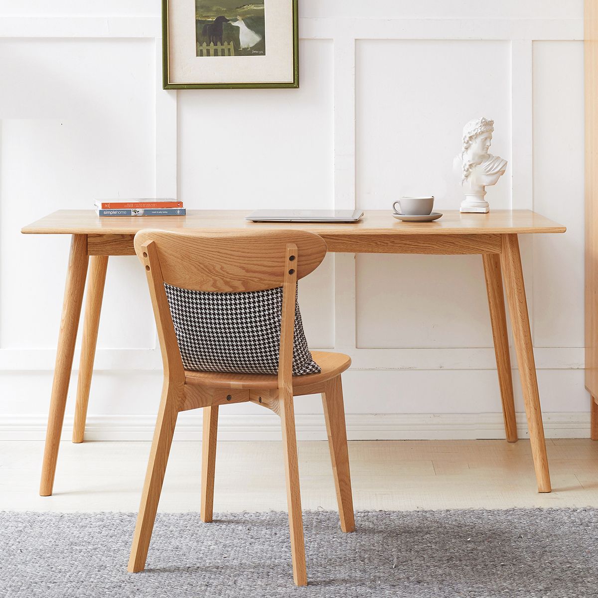 Eigentijdse eettafel eiken stevige houten tafel met 4 poten voor keuken diner eetkamer
