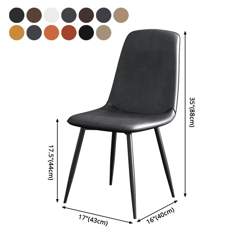 Silla lateral de comedor de metal contemporáneo, silla individual con respaldo sólido sin brazos