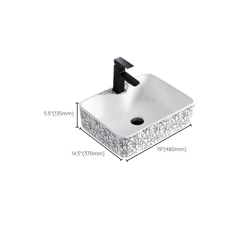 Contemporary Bathroom Sink Porcelain Rectangular Vessel Sink(Not Including Faucet)