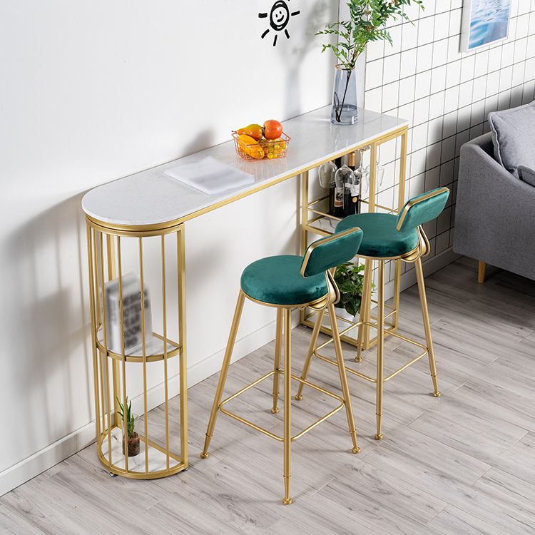 White and Black Glam Style Table in Faux Marble and Metal Coffe Shop Bar Table