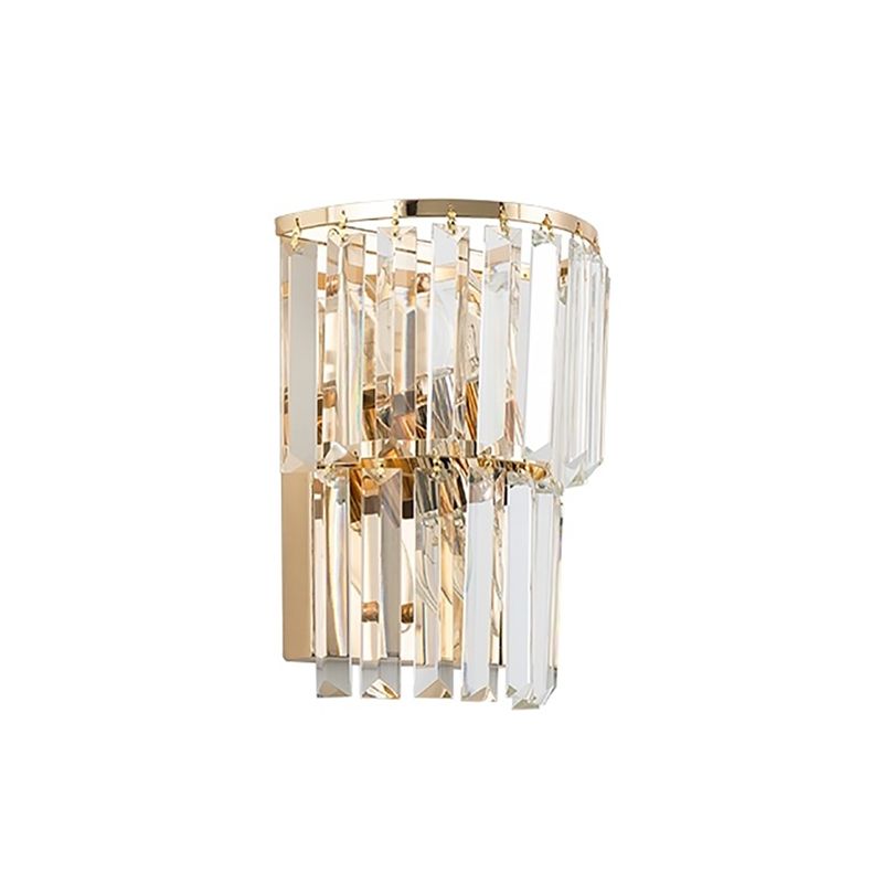 2 Tiers Crystal Block Wall Lamp Contemporary 2 Lights Wall Sconce Light in Clear for Dining Room