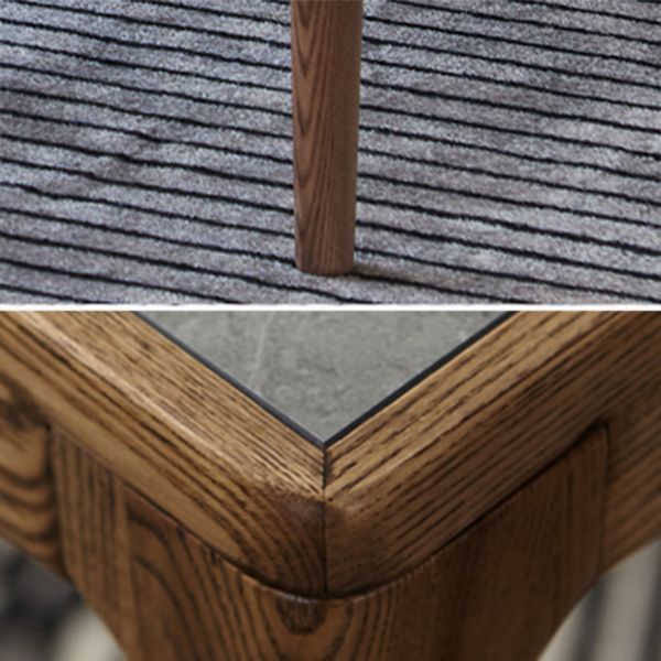 Sintered Stone Grey Dining Table Mid-Century Modern 4 Legs Table for Dining Room