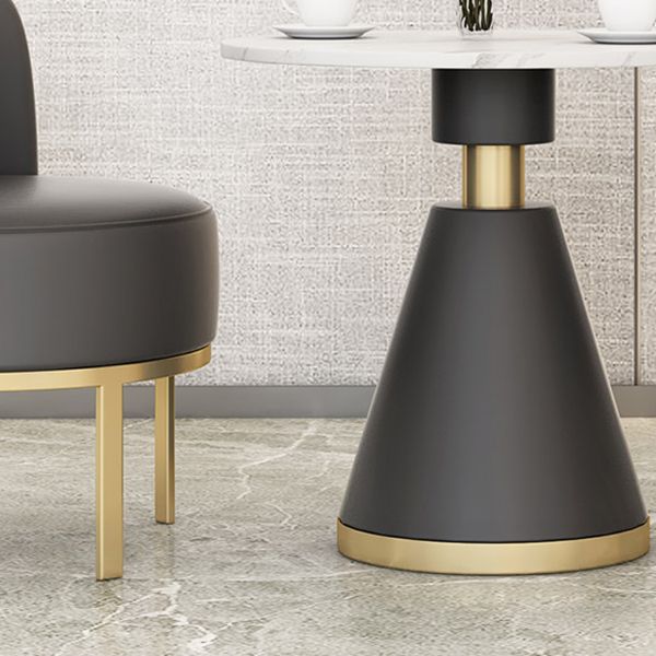 Luxury Sintered Stone Top Dining Table Indoor Round Table with Metal Pedestal