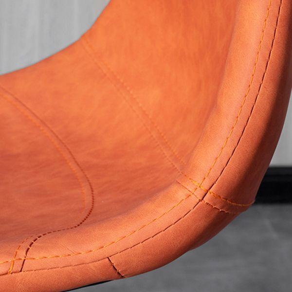 Scandinavian Metal Stool Faux Leather Upholstered Counter Stool in Matte Finish for Indoor