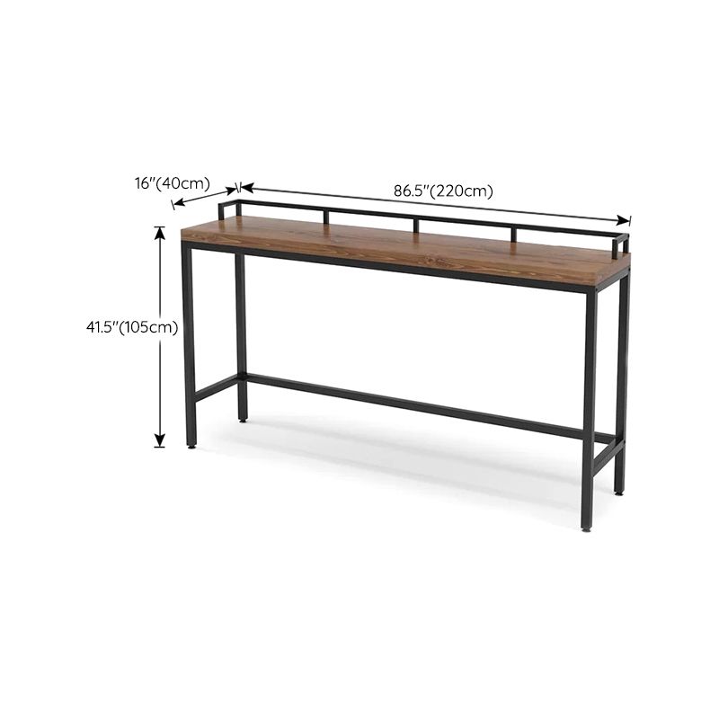 Contemporary Bar Table in Metal and Wood RectangleBar Table with Trestle Base